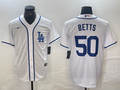 Men's Los Angeles Dodgers Mookie Betts #50 White Limited Player Jersey1