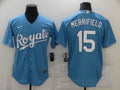 Men's Kansas City Royals Whit Merrifield #15 Blue Replica Baseball Jersey1