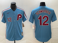 Men's Philadelphia Phillies Kyle Schwarber #12 Light Blue Cooperstown Collection Authentic Jersey1