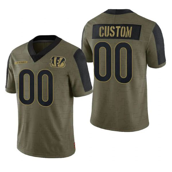 Custom1 Cincinnati Bengals Olive 2021 Salute To Service Limited Jersey1 Name And Number Size S to 6XL Christmas Birthday Gift American Stitched Football Jerseys
