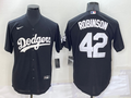 Men's Los Angeles Dodgers Jackie Robinson #42 Black Replica Baseball Jersey1