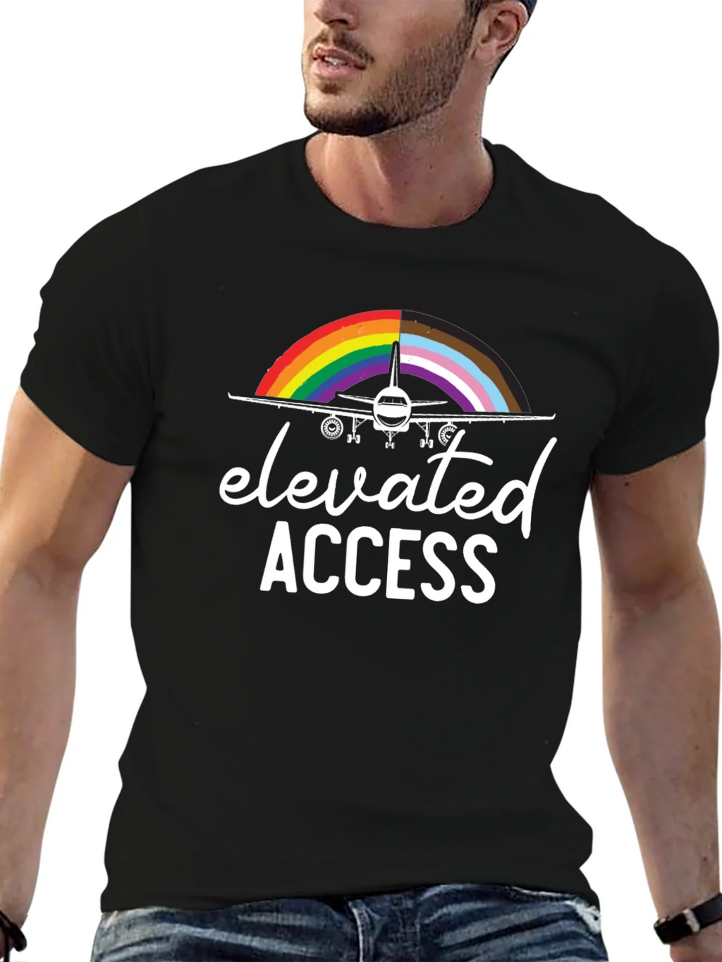 Elevated Access Pride Airplane T-Shirt