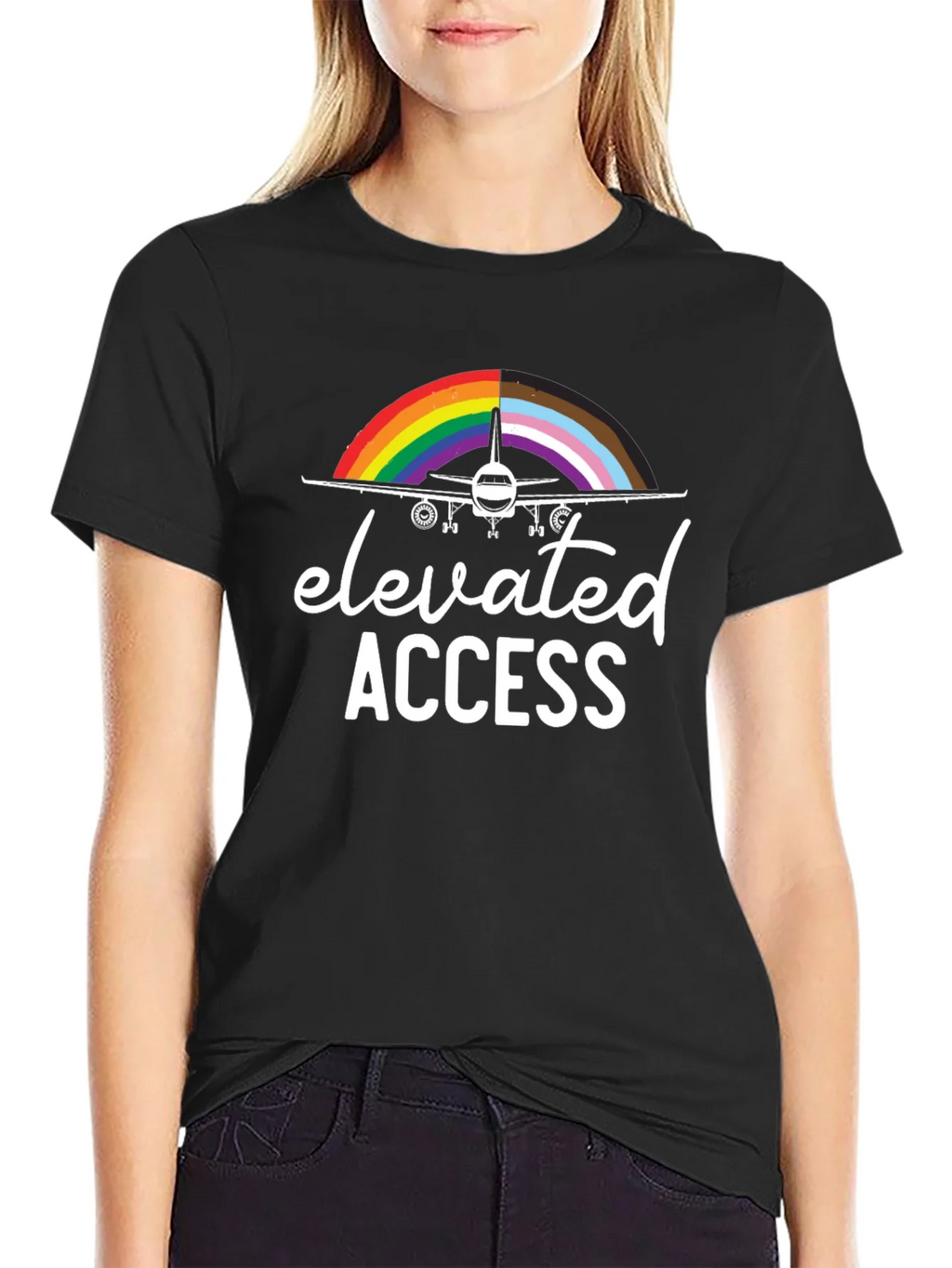 Elevated Access Pride Airplane T-Shirt