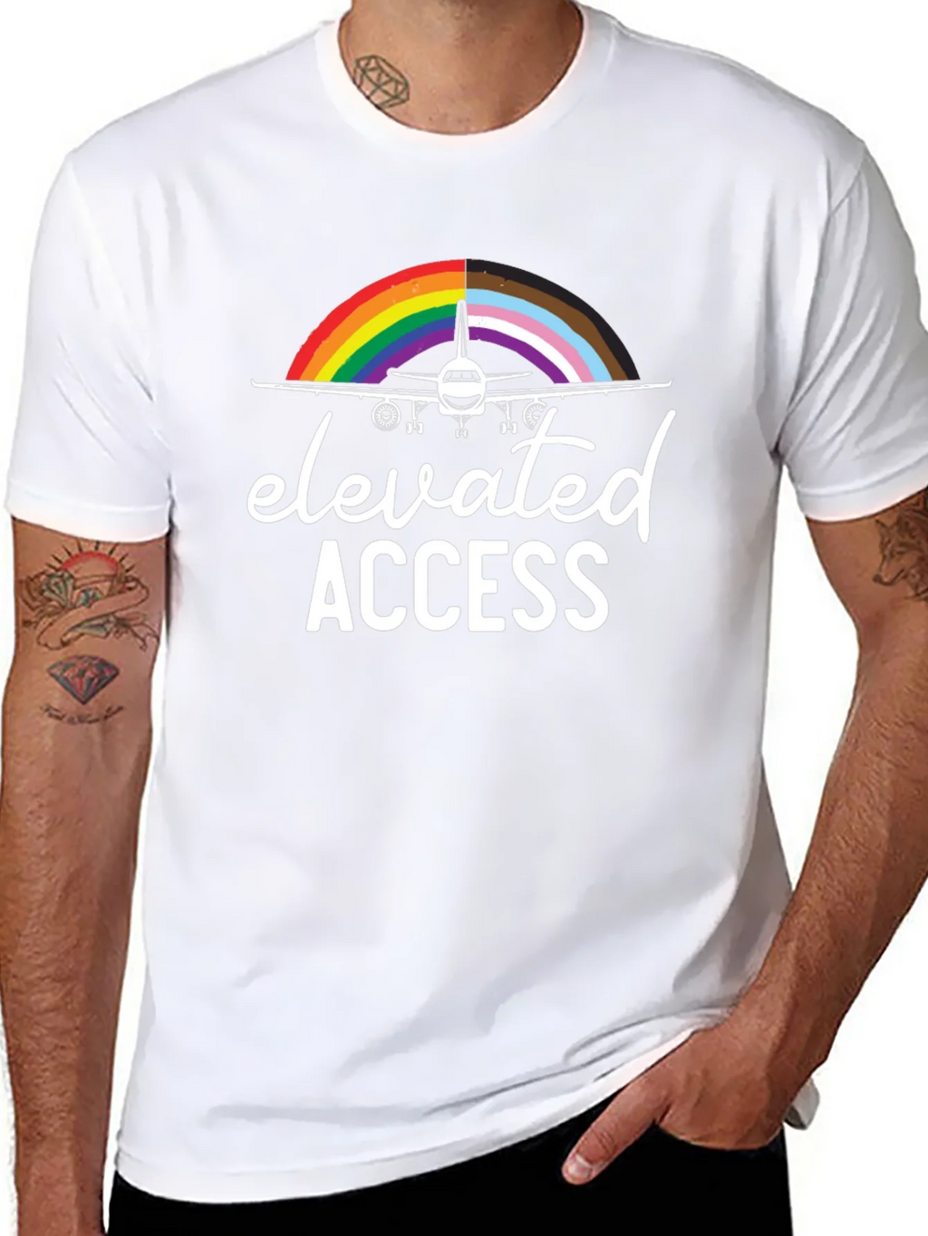 Elevated Access Pride Airplane T-Shirt