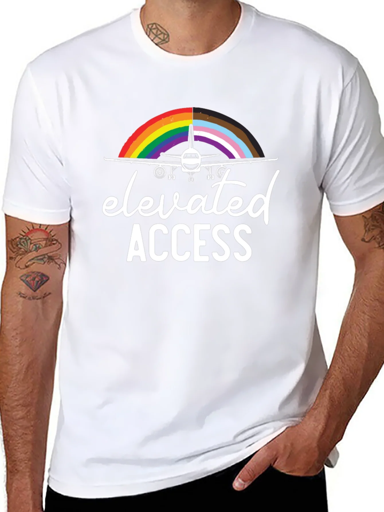 Elevated Access Pride Airplane T-Shirt