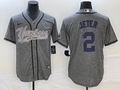 Men's New York Yankees Derek Jeter #2 Gray Game Jersey1 Joint Edition