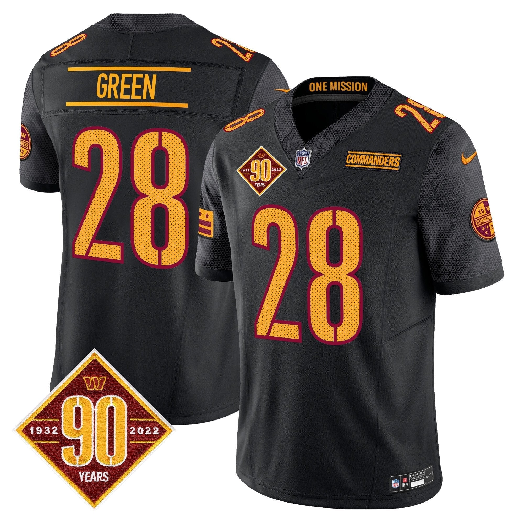 Mens Washington Commanders 90th Anniversary Vapor Limited Jersey V4  All Stitched