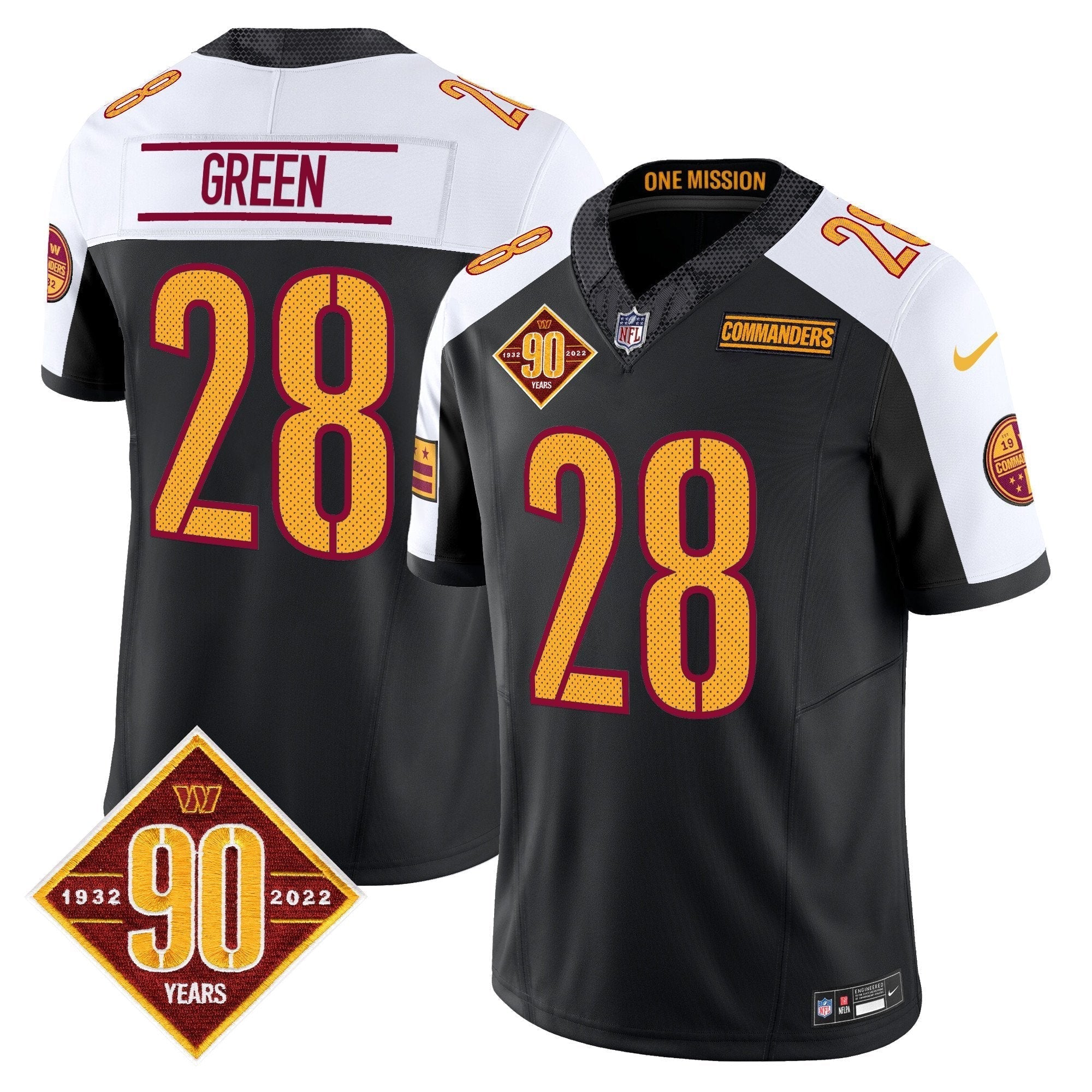 Mens Washington Commanders 90th Anniversary Vapor Limited Jersey V4  All Stitched