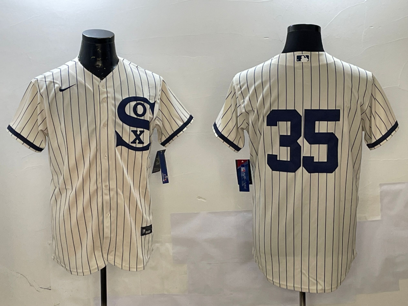 Men's Chicago White Sox Frank Thomas #35 Cream Replica Player Jersey1
