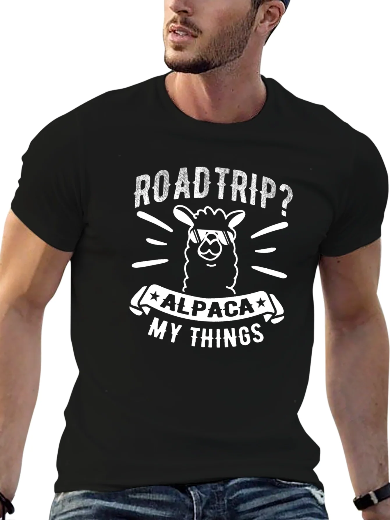 Roadtrip Alpaca My Things T-Shirt - Black Graphic Tee