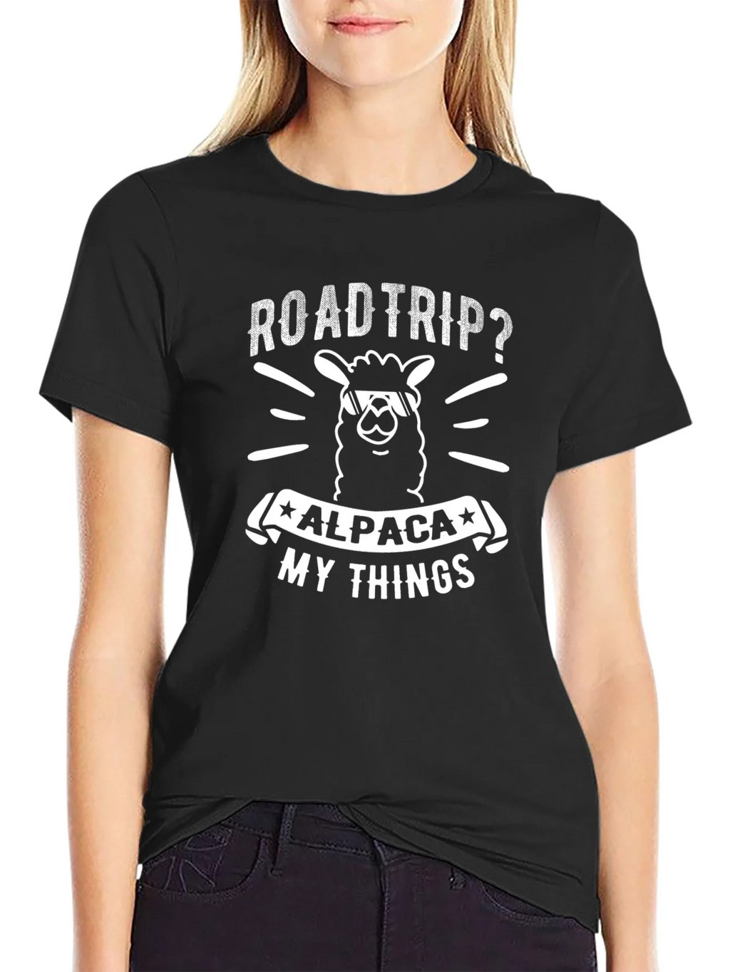 Roadtrip Alpaca My Things T-Shirt - Black Graphic Tee