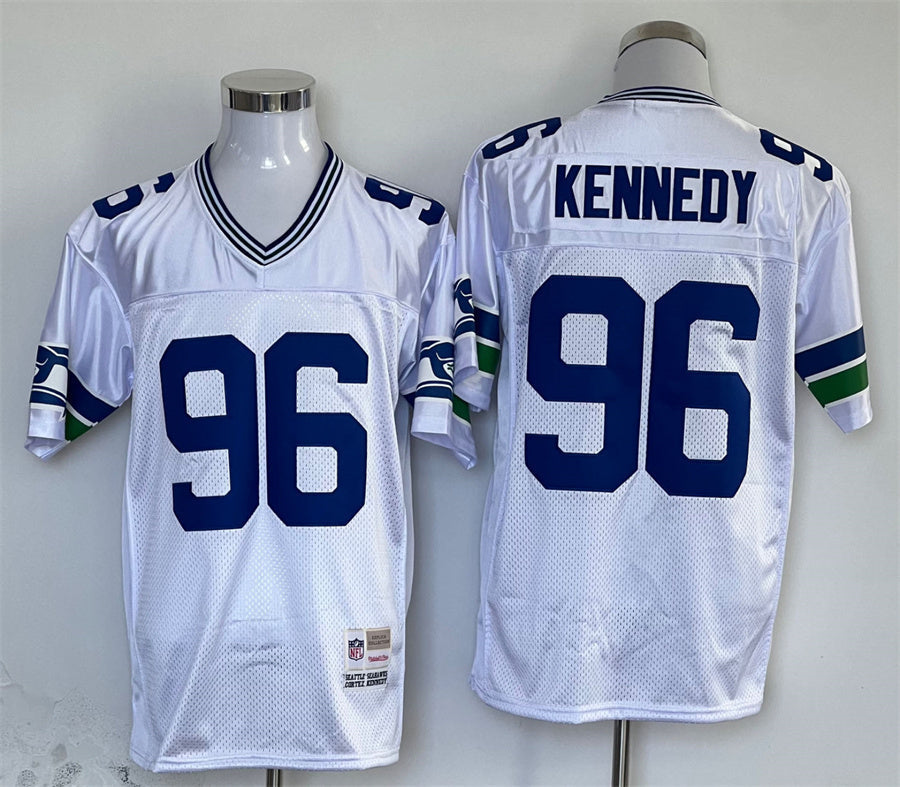 Men's Seattle Seahawks Cortez Kennedy  White Legacy Replica Jersey1