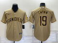Men's San Diego Padres Tony Gwynn #19 Khaki Stitched Jersey1