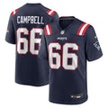 Men's New England Patriots Will Campbell Nike Navy 2025 NFL Draft First Round Pick Game Jersey