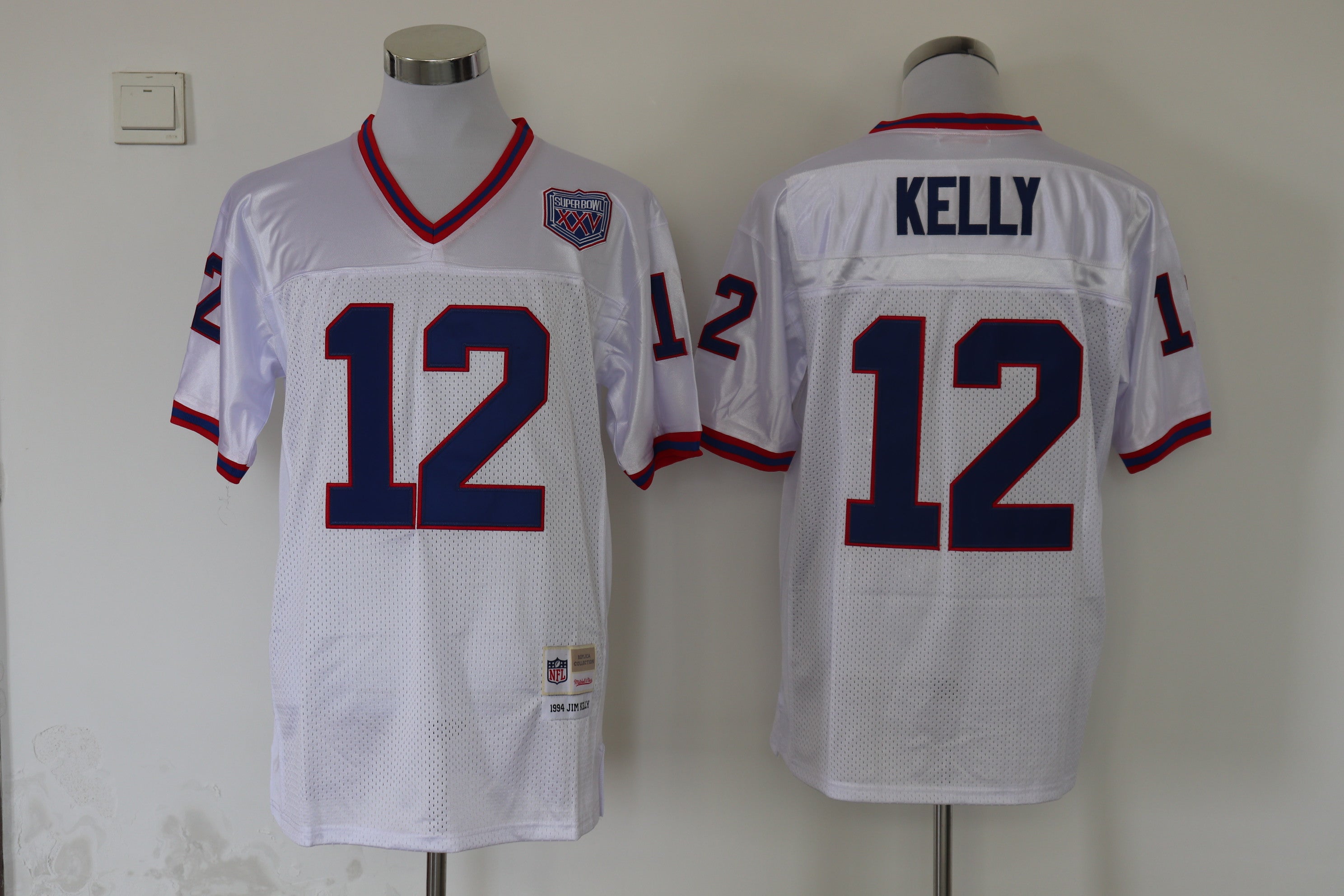 Men's Buffalo Bills Jim Kelly  White Legacy Replica Player Jersey1