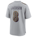 Lamar Jackson 8 Baltimore Ravens Men Atmosphere Fashion Game Jersey - Gray