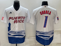 Men's 2023 World Baseball Classic #1 Carlos Correa Puerto Rico White Jersey1