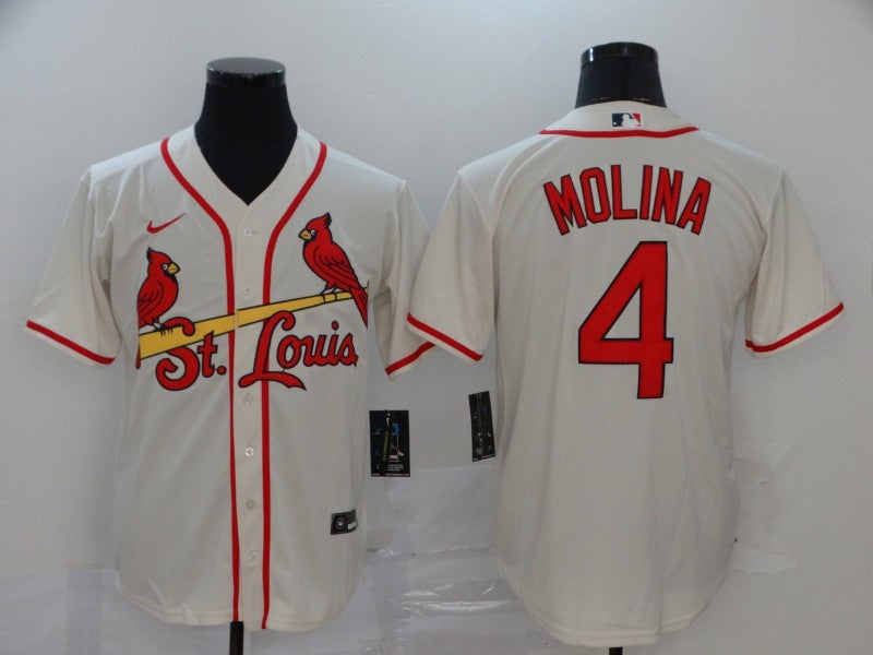 Men's St. Louis Cardinals Yadier Molina Cream Alternate Jersey1 Beige
