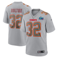 Men's Kansas City Chiefs #32 Bolton Nike Gray Super Bowl LVII Patch Atmosphere Fashion Game Jersey1