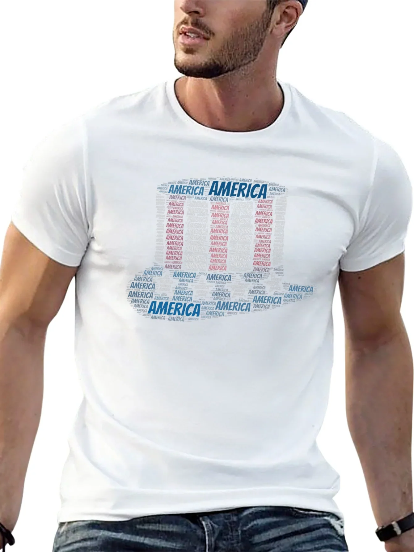 America Word Art Black T-Shirt