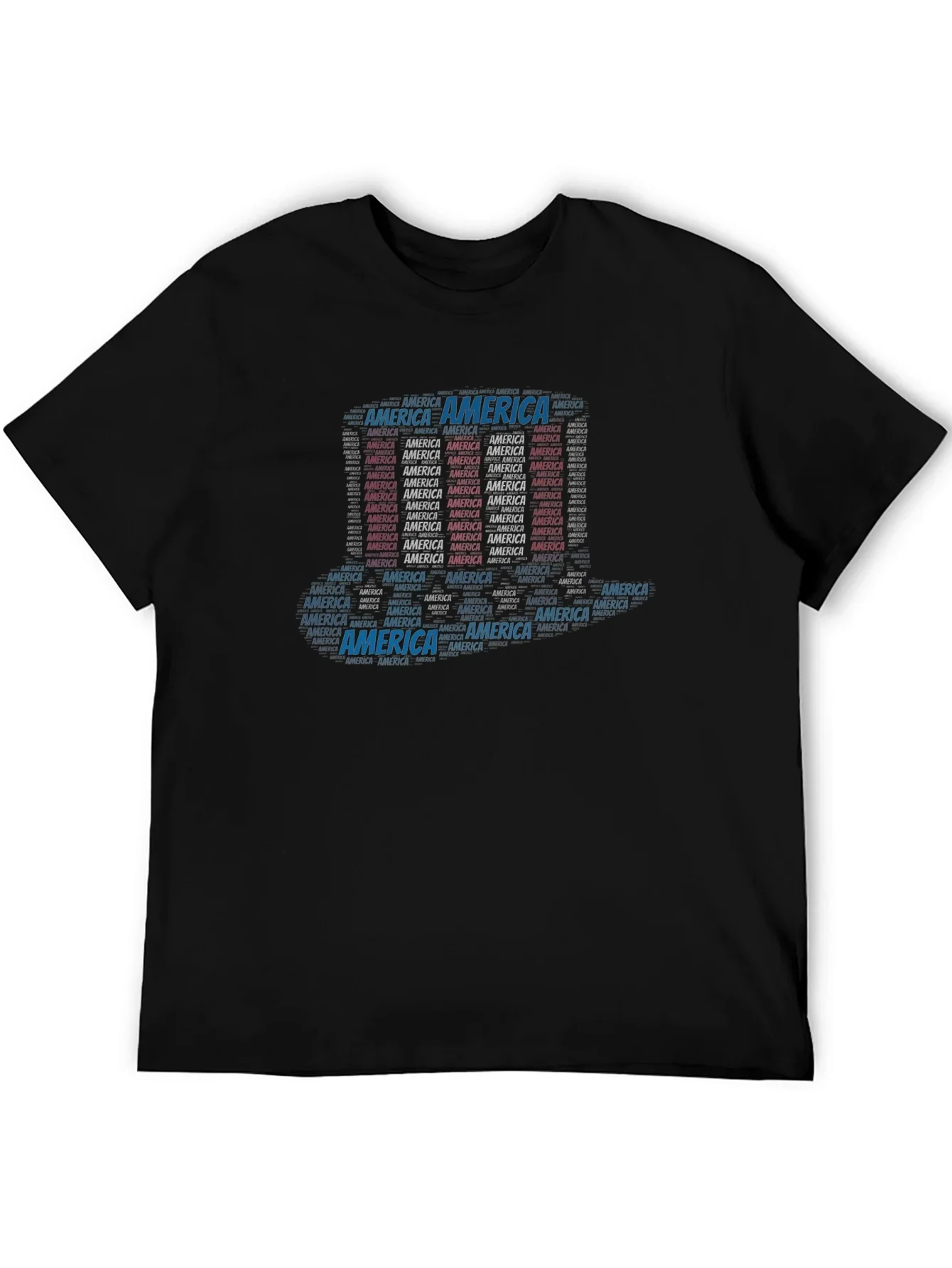 America Word Art Black T-Shirt