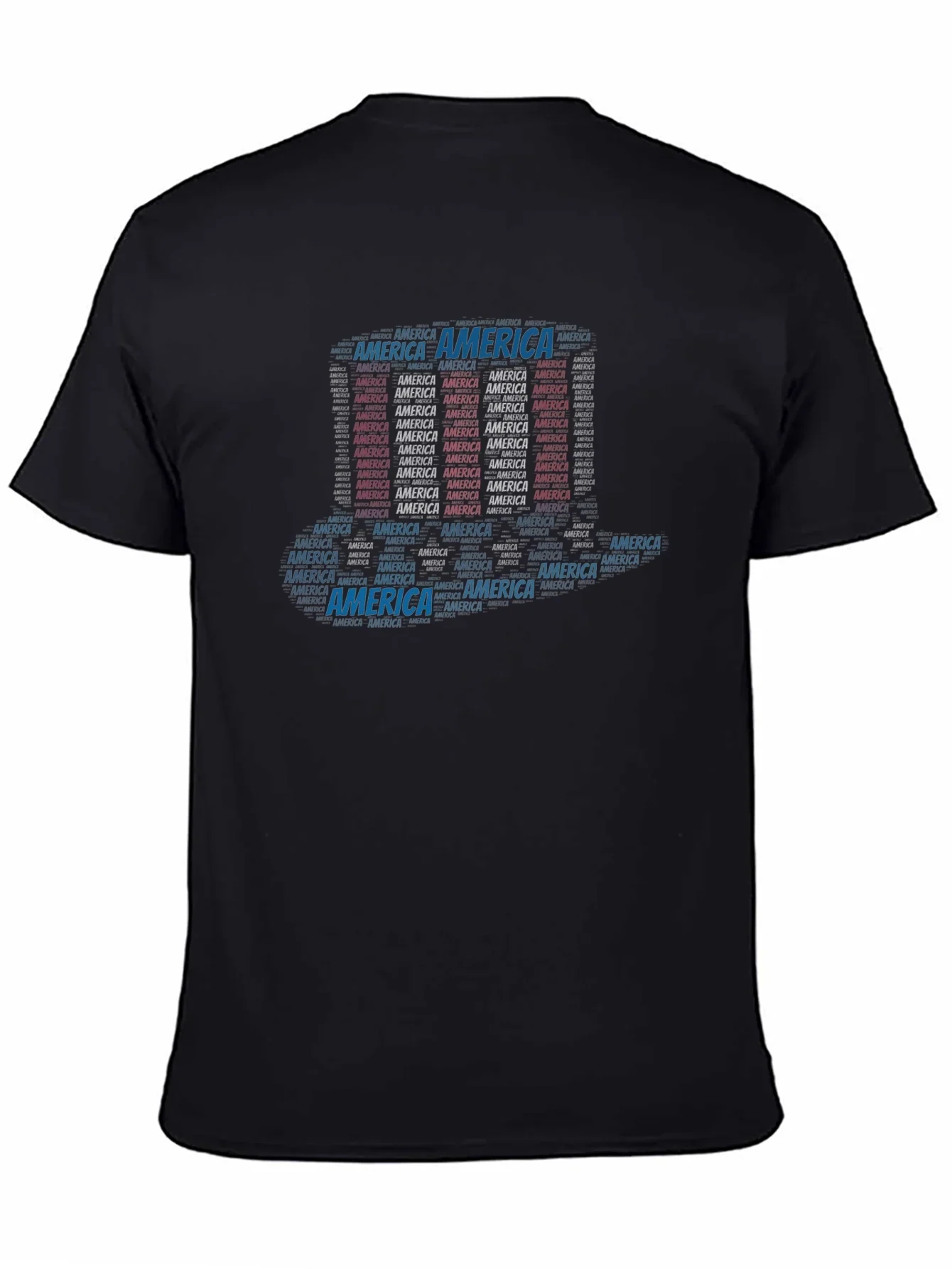 America Word Art Black T-Shirt