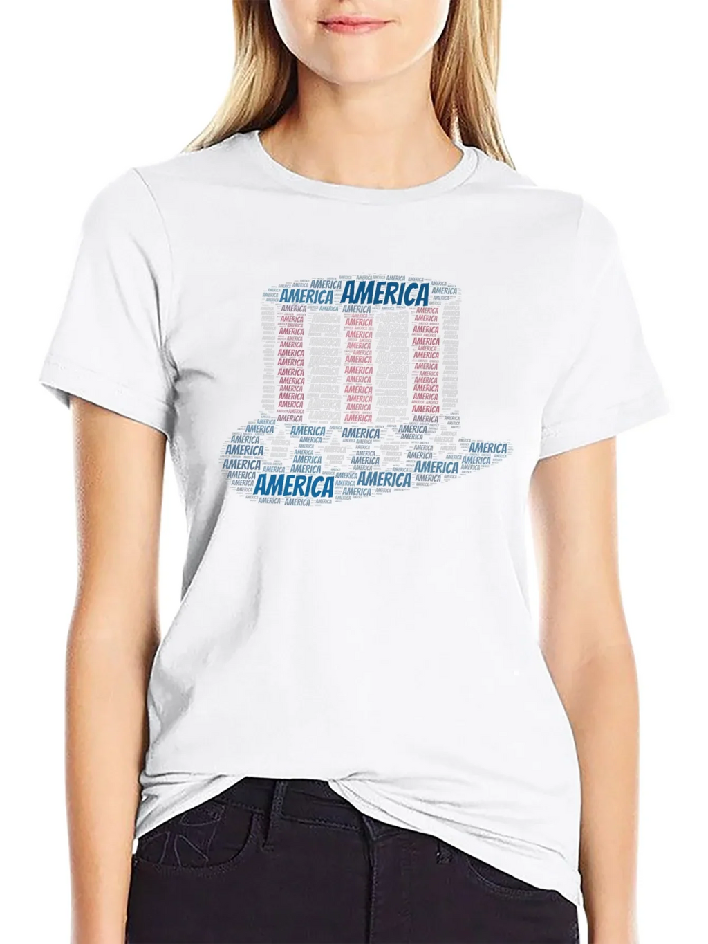 America Word Art Black T-Shirt