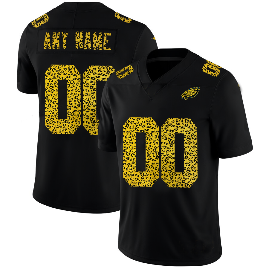 Custom1 Philadelphia Eagles Leopard Print Fashion Vapor Limited Jersey1 Black Stitched American Football Jerseys