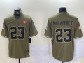 Men's San Francisco 49ers Christian McCaffrey #23 Olive Salute To Service Limited Jersey2