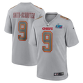 Men's Kansas City Chiefs JuJu Smith-Schuster #9 Gray Super Bowl LVII Patch Atmosphere Fashion Game Jersey1