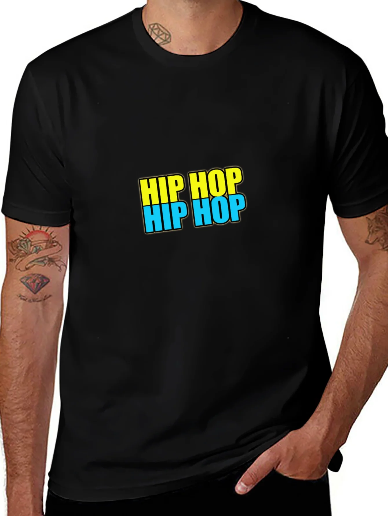 Hip Hop Graphic Tee - Black Casual T-Shirt