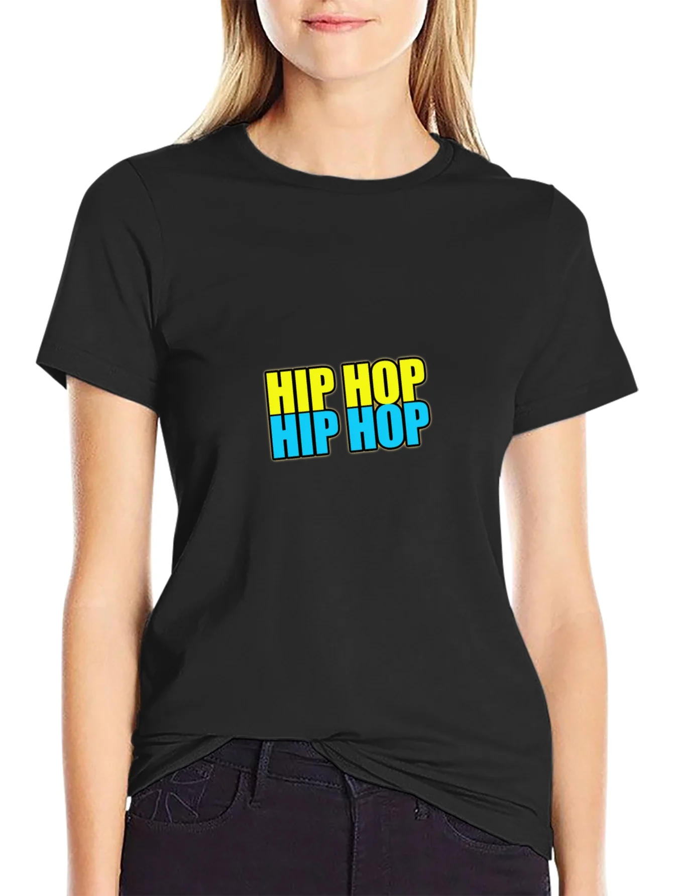 Hip Hop Graphic Tee - Black Casual T-Shirt