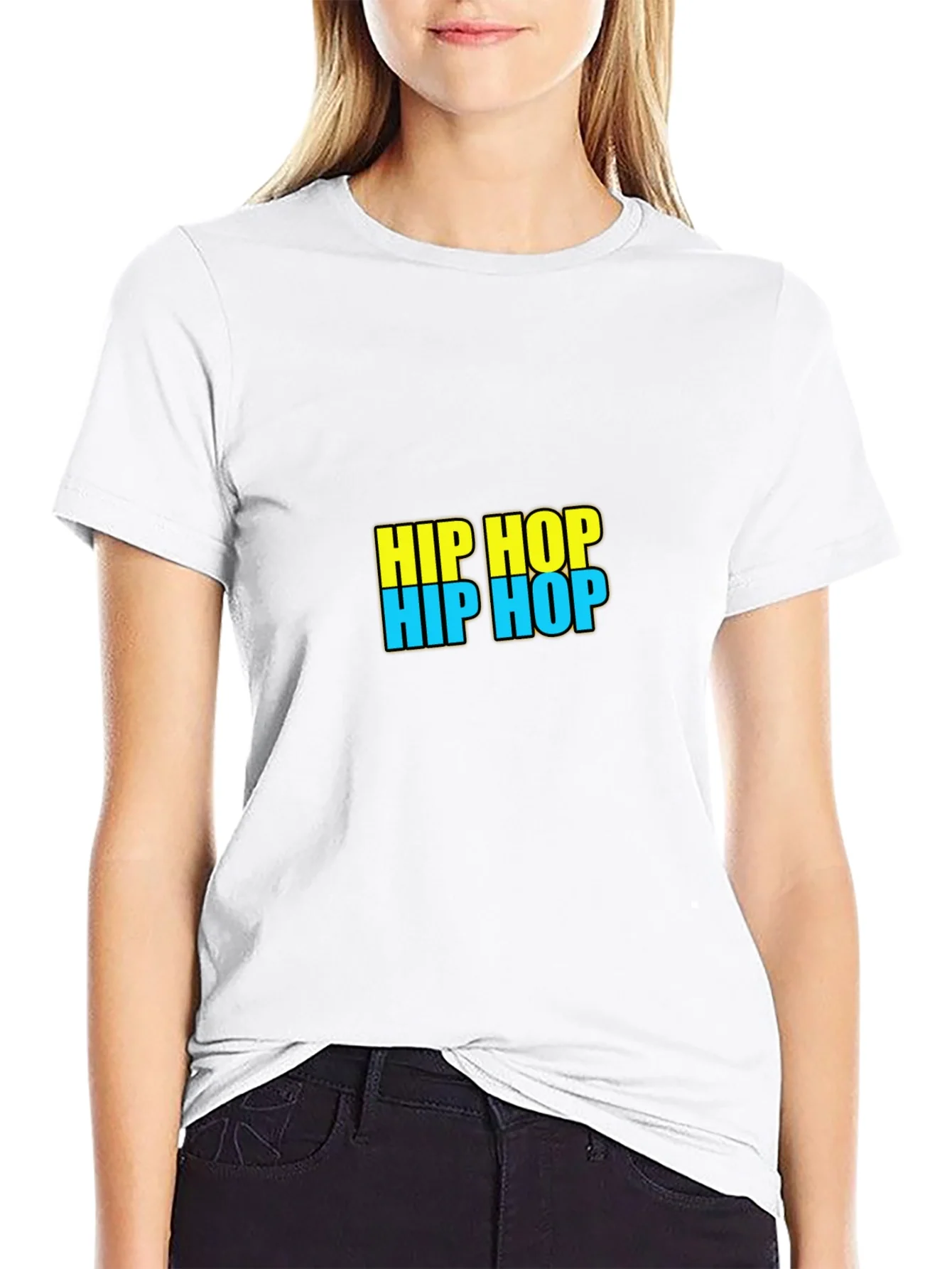 Hip Hop Graphic Tee - Black Casual T-Shirt