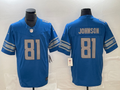 Men's Detroit Lions Calvin Johnson #81 Blue Player Game Jersey1