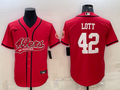 Men's San Francisco 49ers Ronnie Lott #42 Red Game Jersey1 Joint Edition