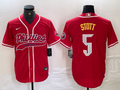 Men's Philadelphia Phillies Bryson Stott #5 Red Player Jersey1 Joint Edition