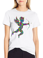 Geometric Cupid Graphic Black T-Shirt
