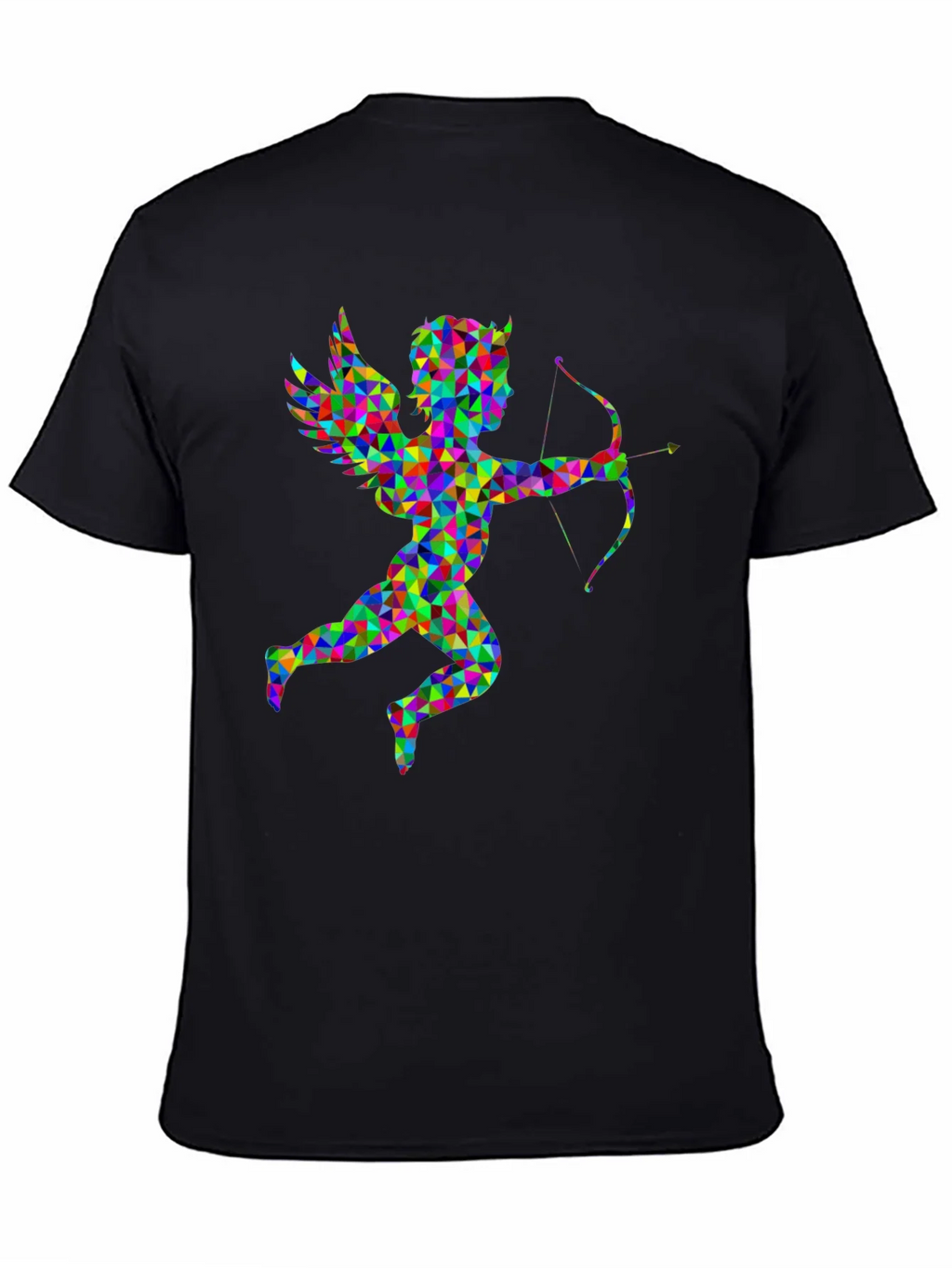 Geometric Cupid Graphic Black T-Shirt