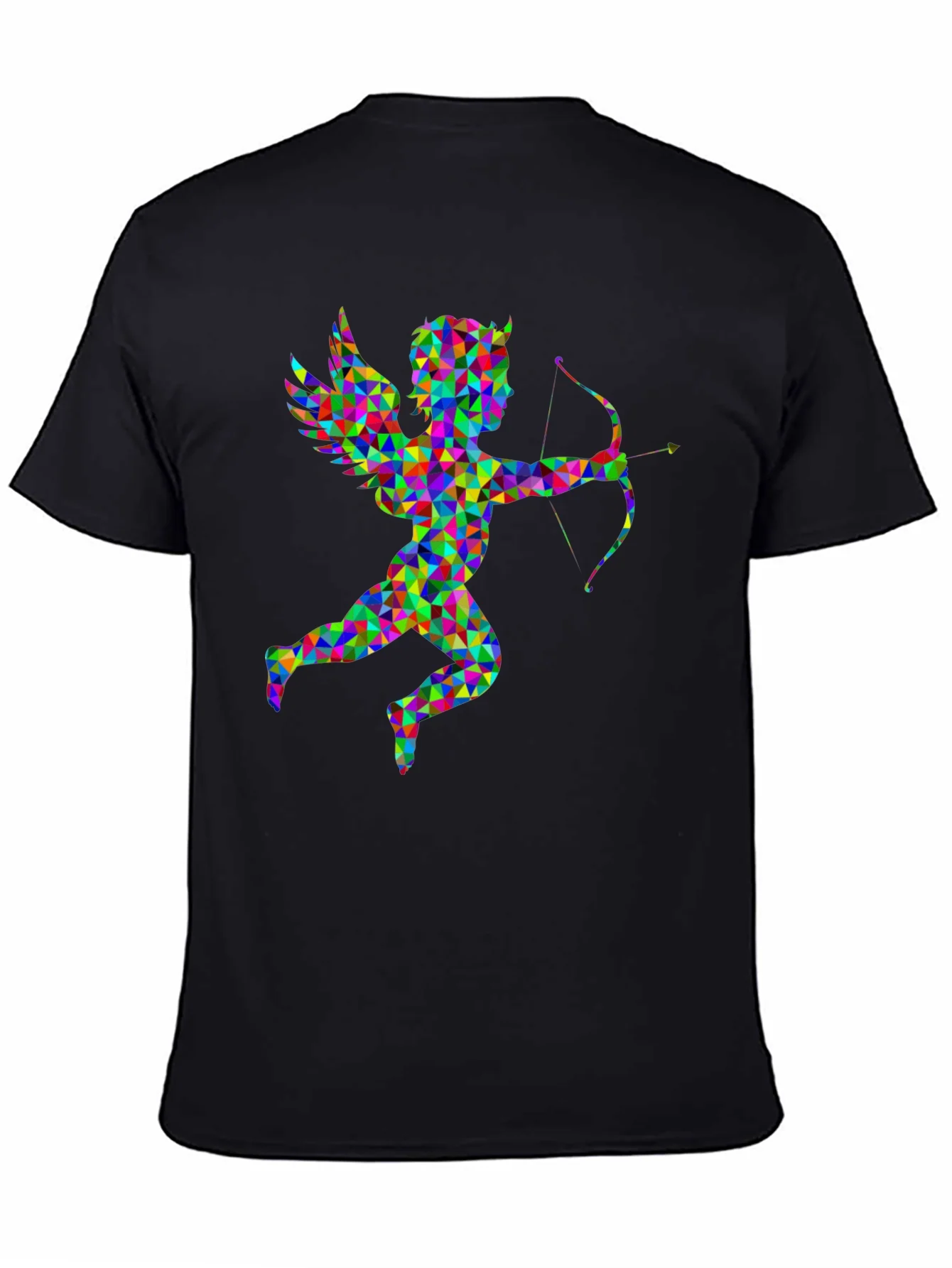 Geometric Cupid Graphic Black T-Shirt