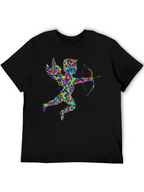 Geometric Cupid Graphic Black T-Shirt