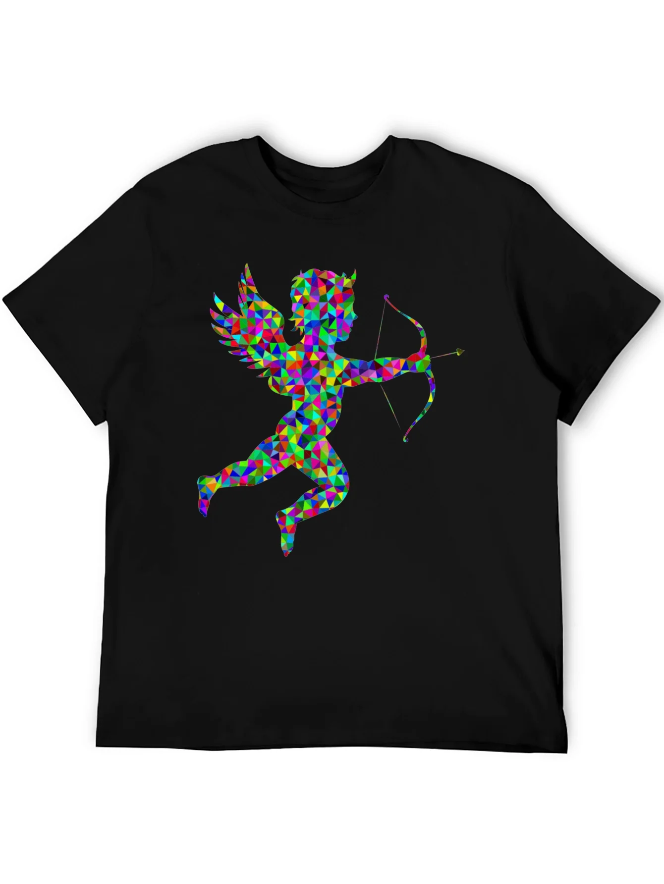 Geometric Cupid Graphic Black T-Shirt