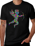 Geometric Cupid Graphic Black T-Shirt
