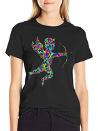 Geometric Cupid Graphic Black T-Shirt