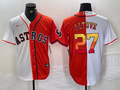 Men's Houston Astros Jose Altuve #27 White/Orange Replica Player Jersey1