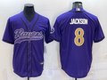 Men's Baltimore Ravens Lamar Jackson #8 Purple Player Jersey1 Joint Edition