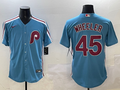 Men's Philadelphia Phillies Zack Wheeler #45 Light Blue Limited Player Jersey1