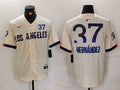 Men's Los Angeles Dodgers Teoscar Hernandez #37 Cream 2024 City Connect Limited Player Jersey1