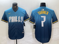 Men's Philadelphia Phillies Trea Turner #7 Blue 2024 City Connect Limited Player Jersey1