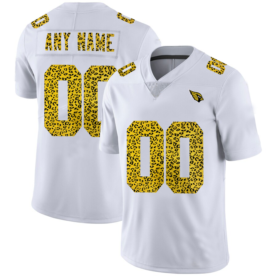 Custom1 Arizona Cardinals Jersey1 White Limited  Vapor White Leopard Print Fashion Jerseys