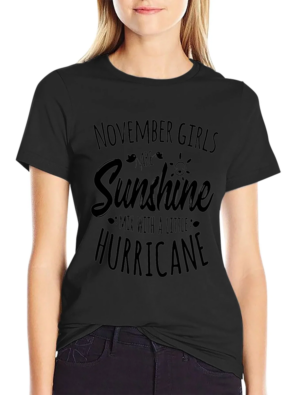 November Girls Sunshine Hurricane Black Tee